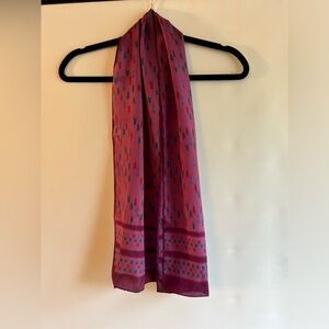 JEWELED COLOR PURPLE MULTI COLORED AND PATTERNED SILK OBLONG SCARF O/S